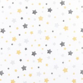 Бязь набивная, Звездочки серо-желтые, 50х45 см, хлопок 100%, 100 г/м²