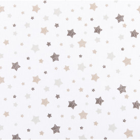 Бязь набивная, Звездочки коричнево-бежевые, 50х45 см, хлопок 100%, 100 г/м²