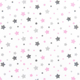 Бязь набивна, Зірочки сіро-рожеві, 50х45 см, бавовна 100%, 100 г/м²