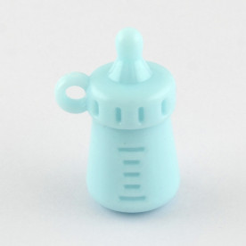 Акрилова підвіска Пляшка, блакитна, 34х21 мм.