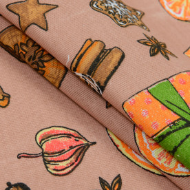 Тканина рогожка, Новорічний пряник, 100% бавовна, 163 г / м2, 50x50 см