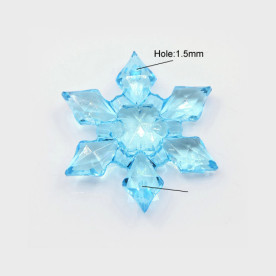 Прозора підвіска Блакитна сніжинка, 29х5 мм, 1 шт.