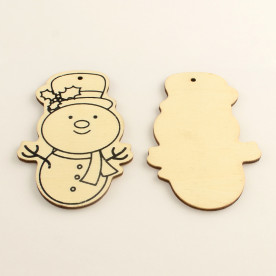 Деревянное украшение Снеговик 99 мм.