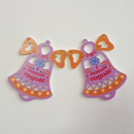 Дерев'яна украшение Колокольчик, сиреневый 69 мм