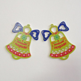 Дерев'яна прикраса Дзвіночок, салатовий 69 мм