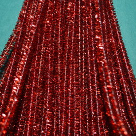 Синельний дріт люрекс, червоний 29 см, 7 мм