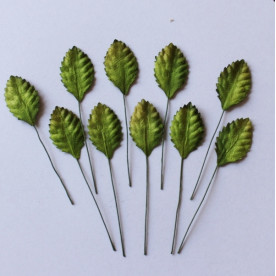 Набір листочків троянди зеленого кольору, 10 шт., 30 мм.