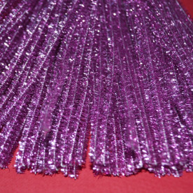 Синельная проволока люрекс, сиреневый 29 см, 7 мм