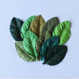 Набір листочків троянди в зелених тонах, без стебла, 10 шт., 40 мм.