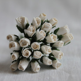 Набір 10 квіток троянди в формі нерозкритого бутона білого кольору, 5 мм