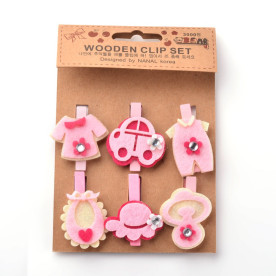 Набор прищепок с украшениями из фетра Девочка, 6 шт, 45 мм