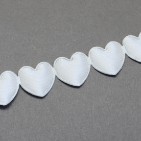 Стрічка - висікання Сердечки, білий, 16 мм, 90 см.