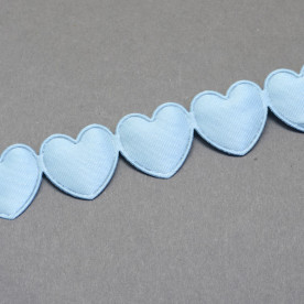 Стрічка - висікання Сердечки, блакитний, 16 мм, 90 см.
