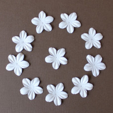 Набор белых цветочков-пятилистников, 10 шт., 40 мм.