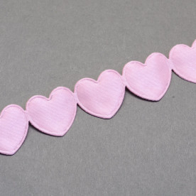 Стрічка - висікання Сердечки, рожевий, 16 мм, 90 см.