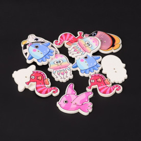 Набор деревянных пуговиц Морской мир, 23-36 мм, 5 шт.