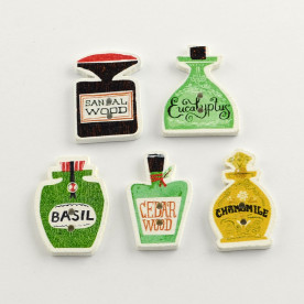 Набір дерев'яних гудзиків Флакони, 30-21 мм, 5 шт.