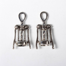 Металева підвіска Штопор, античне срібло, 27х11 мм.