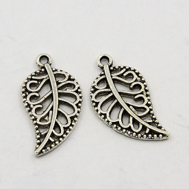 Металева підвіска Листочок, античне срібло, 18х10 мм.
