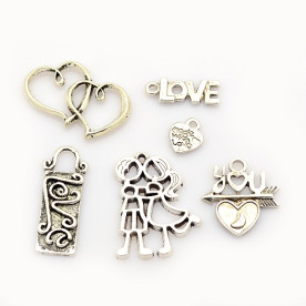 Набор подвесок О любви, античное серебро, 6 шт.