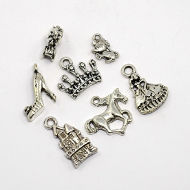 Набір підвісок Попелюшка, античне срібло, 7 шт.