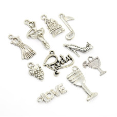 Набір підвісок Lady, античне срібло, 10 шт.