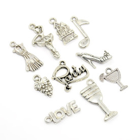 Набір підвісок Lady, античне срібло, 10 шт.