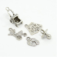 Набір підвісок Дитинство, античне срібло, 5 шт.