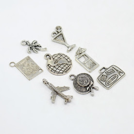 Набор подвесок Путешествия, античное серебро, 8 шт.