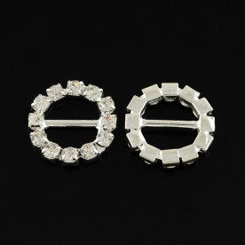 Пряжка из страз Круг, 15 мм