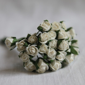 Набор из 10 полуоткрытых бутонов розы цвета слоновой кости, 8 мм