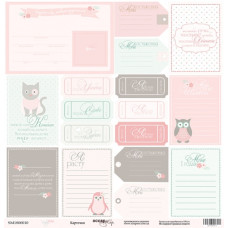 Лист односторонней бумаги 30x30 Карточки из коллекции Baby Girl от Scrapmir