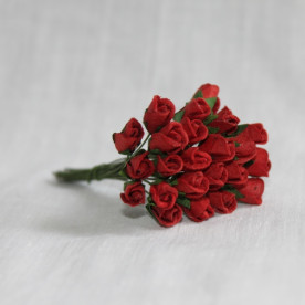 Набір 10 квіток троянди, нерозкритий бутон червоного кольору, 5 мм