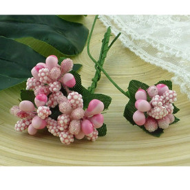 Букет ягідок рожевий 20 мм, 1 гілочка