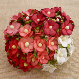 Набір з 10 декоративних квіток Sweetheart в червоних тонах, 15 мм