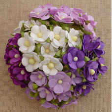 Набор из 10 декоративных цветков Sweetheart в фиолетовых тонах, 15 мм