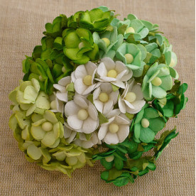 Набор из 10 декоративных цветков Sweetheart в зеленых тонах, 15 мм