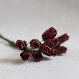 Набір 10 нерозкритих бутонів троянди кольору бургунди, 5 мм