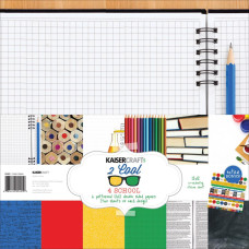 Набор бумаги "2 Cool 4 School" 30х30 см 12 листов+ наклейки от Kaisercraft