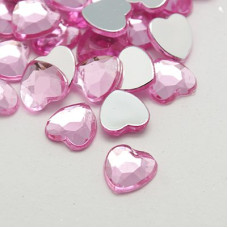 Набір гранованих сердечок, рожевий, 10 мм, 10 шт.