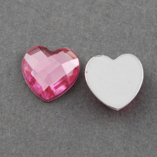 Набор граненых сердечек, розовый, 8 мм, 10 шт.