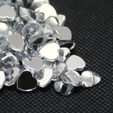 Набір гладких сердечок, сріблястий, 8 мм, 10 шт.