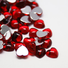 Набор гладких сердечек, красный, 8 мм, 10 шт.