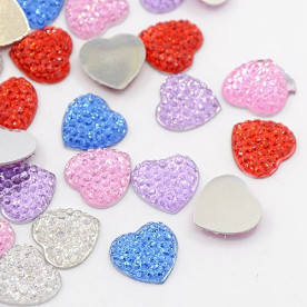 Набор разноцветных сердечек из страз, 14 мм, 10 шт.