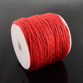 Пеньковый шнур красный, 2 мм, 1 м.