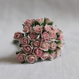 Набор из 10 полуоткрытых бутонов розы в розовых тонах, 8 мм