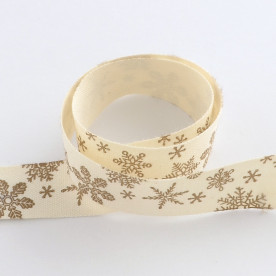 Хлопковая лента с принтом Снежинки, 15 мм, 90 см