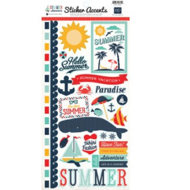 Лист наклеек Summer Adventure 15х30 см, Echo Park