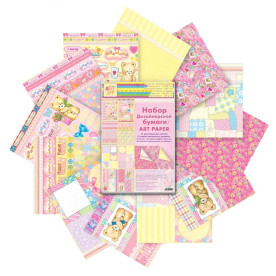 Набор дизайнерской бумаги Наша малышка 12 листов, А4, 160 гр/м2 от АртУзор