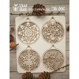 Чипборд набор елочных игрушек 130 x 145 мм от Scrapbox